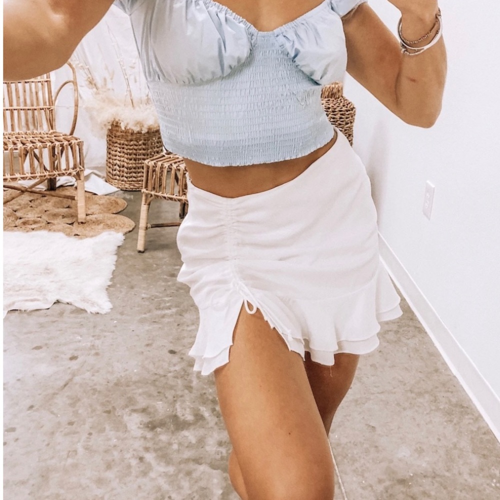 American Threads white cinched skirt